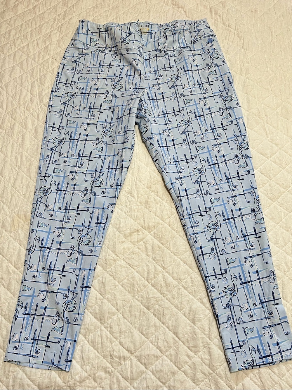 Lilly Pulitzer Light Blue & Navy Abstract Print Pants size 16 Plus